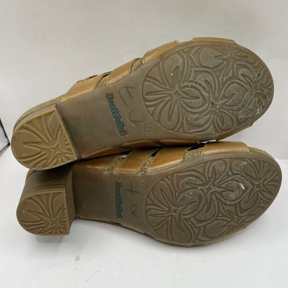 Josef Seibel Sunny Sandal Womens 39 US 8.5 Brown Leather High Heel Cutout - Picture 7 of 9